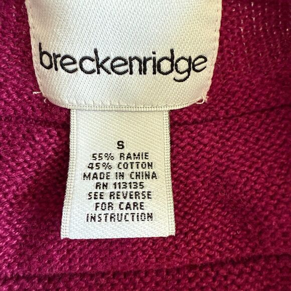 Breckenridge Cardigan Fair Isle Nomad Sweater 3 Button Magenta Purple Small - Picture 8 of 9